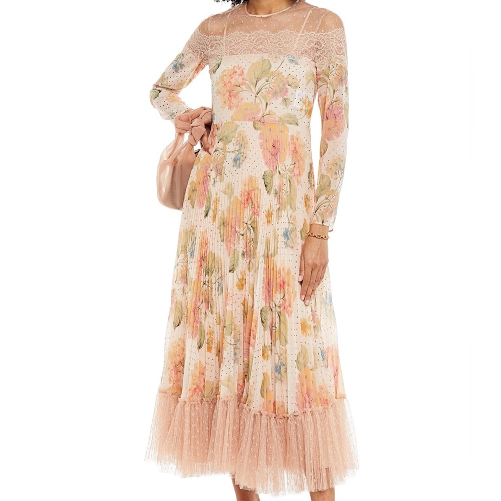 RED Valentino Floral Maxi Dress in Pink and Cream